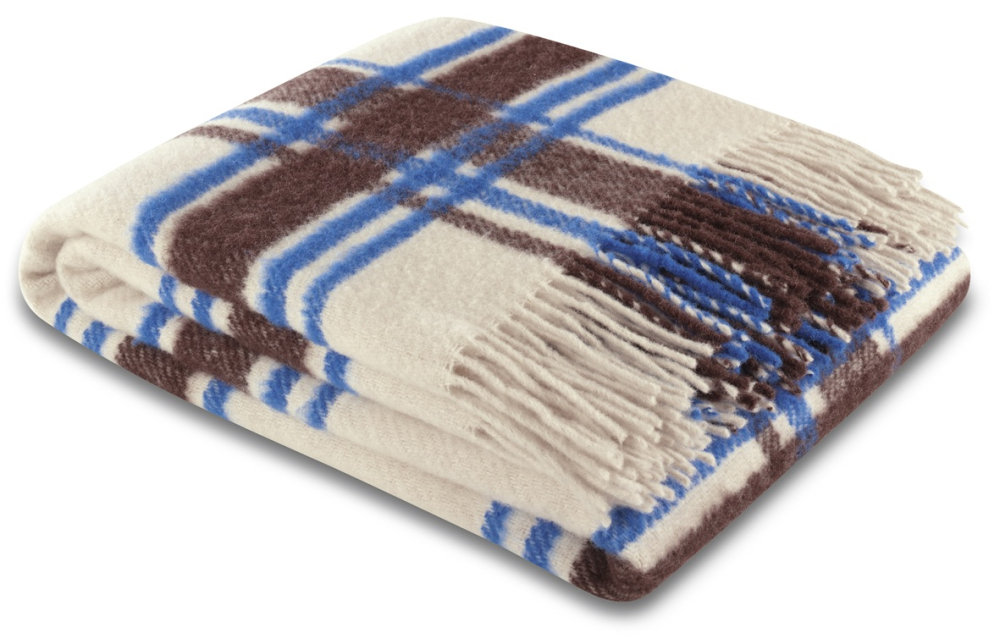 Biederlack Fransenplaid mit Alpaka 'Arctic Check' 130 x 170 cm Beige